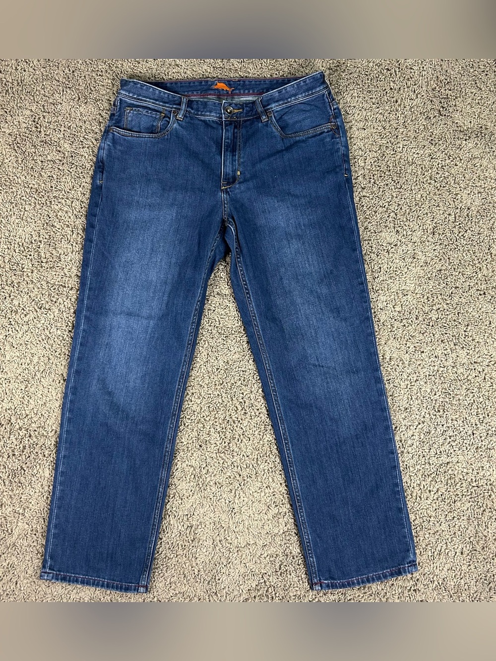 Tommy Bahama Jeans Mens 35x29 Washed Denim Blue Straight Stretch Boracay Pants